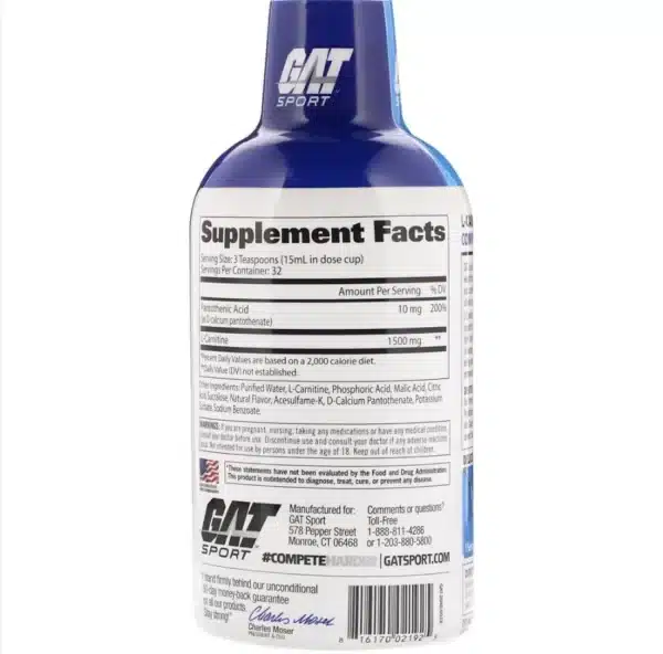 GAT L-Carnitina Liquida 1500mg 16 OZ - Imagen 2